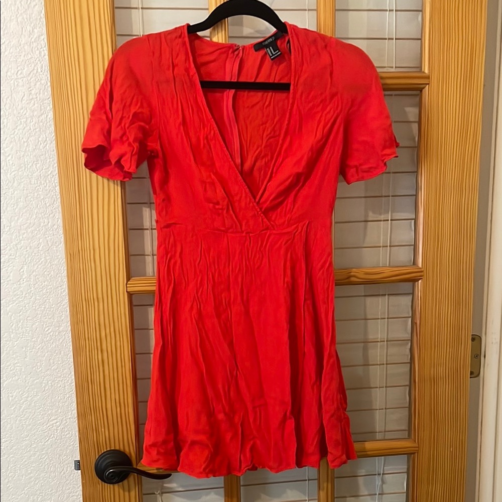 Forever 21 Red Flutter Sleeve V-Neck Sundress